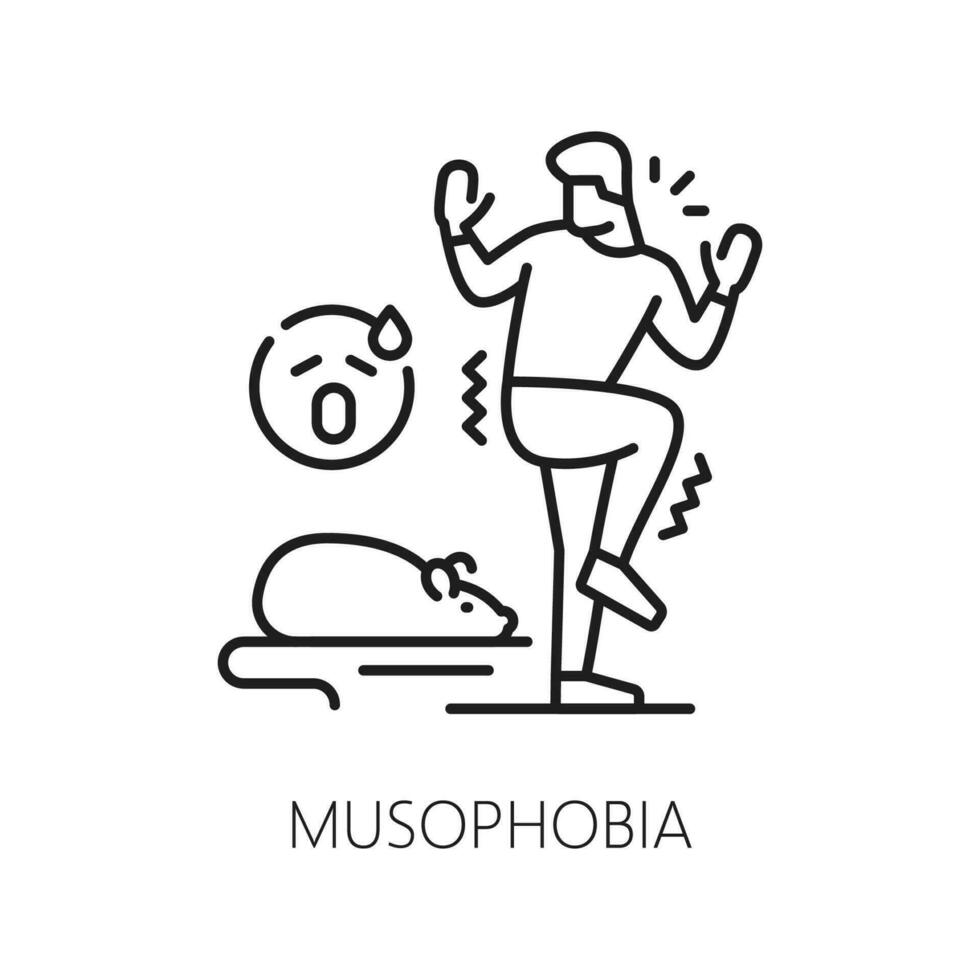 Humain musophobie phobie, mental santé icône vecteur