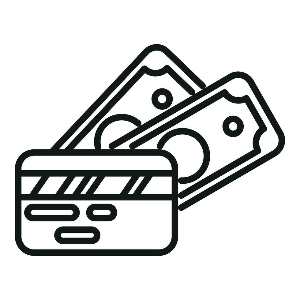crédit carte avec argent en espèces icône contour vecteur. investissement fonds vecteur