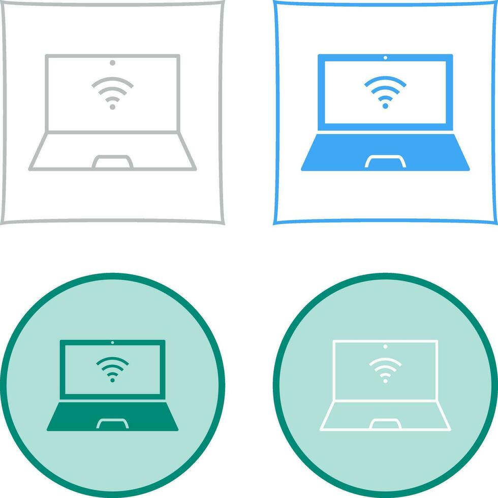 icône de vecteur d'ordinateur portable connecté unique