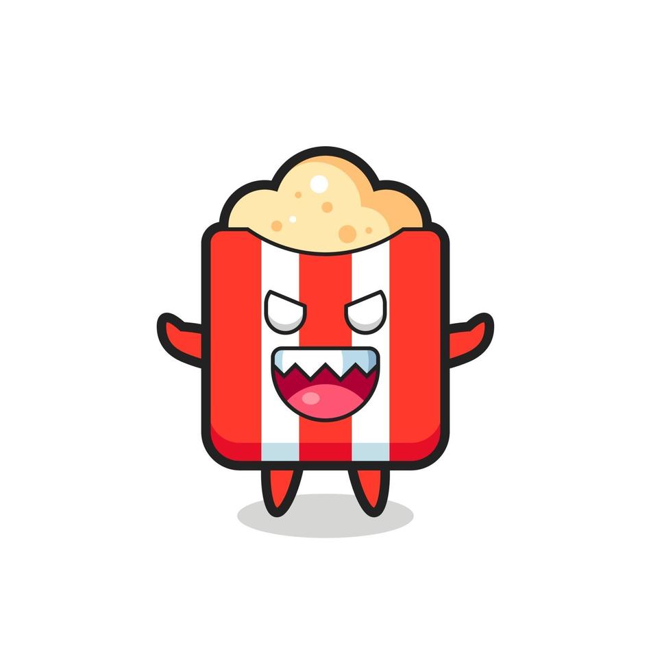 illustration du personnage de mascotte de pop-corn maléfique vecteur