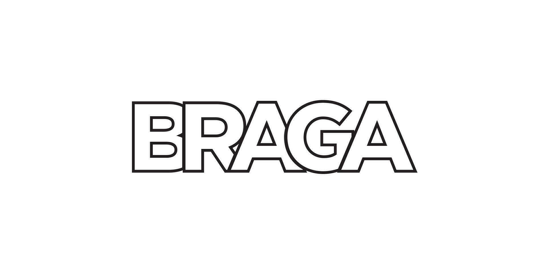 Braga dans le le Portugal emblème. le conception Caractéristiques une géométrique style, vecteur illustration avec audacieux typographie dans une moderne Police de caractère. le graphique slogan caractères.
