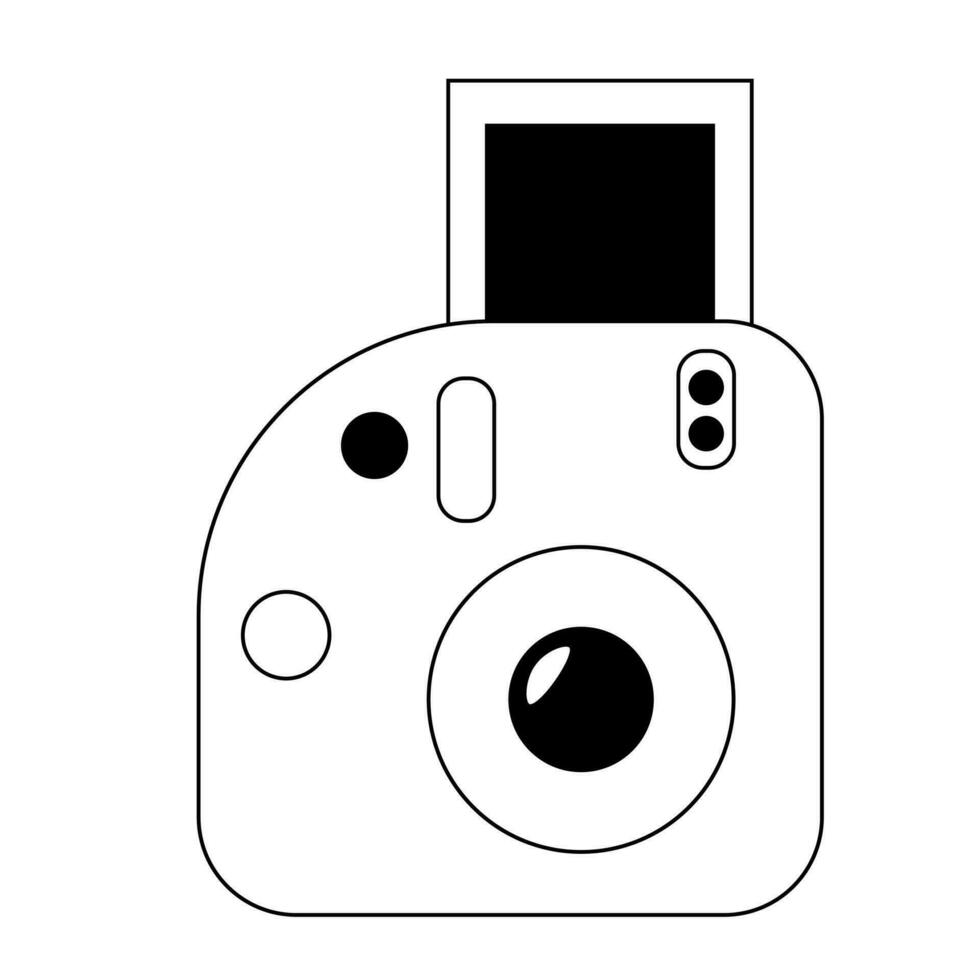 dessin animé instant ancien caméra dans noir et blanc vecteur
