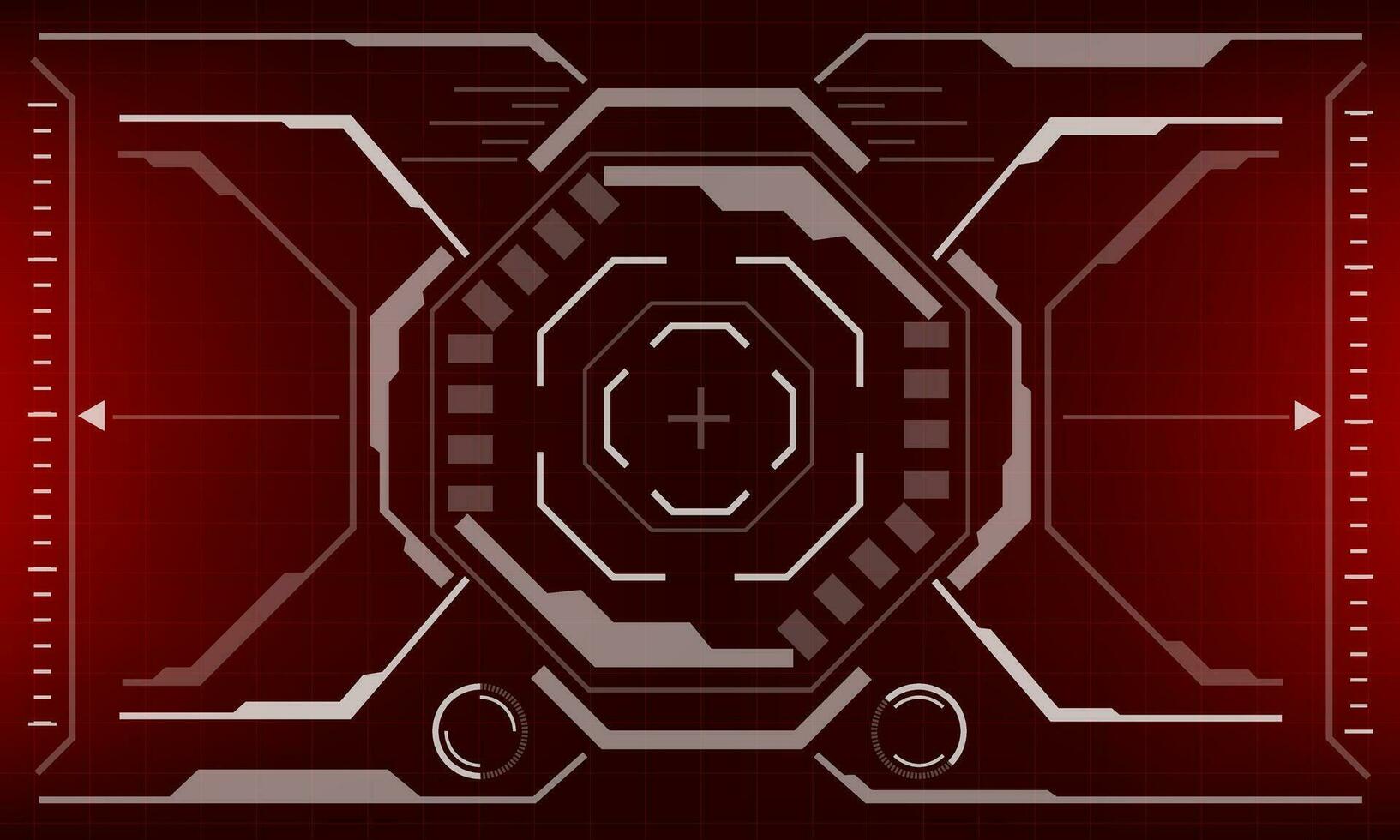 hud science-fiction interface écran vue blanc octogone géométrique sur rouge conception virtuel réalité futuriste La technologie Créatif afficher vecteur