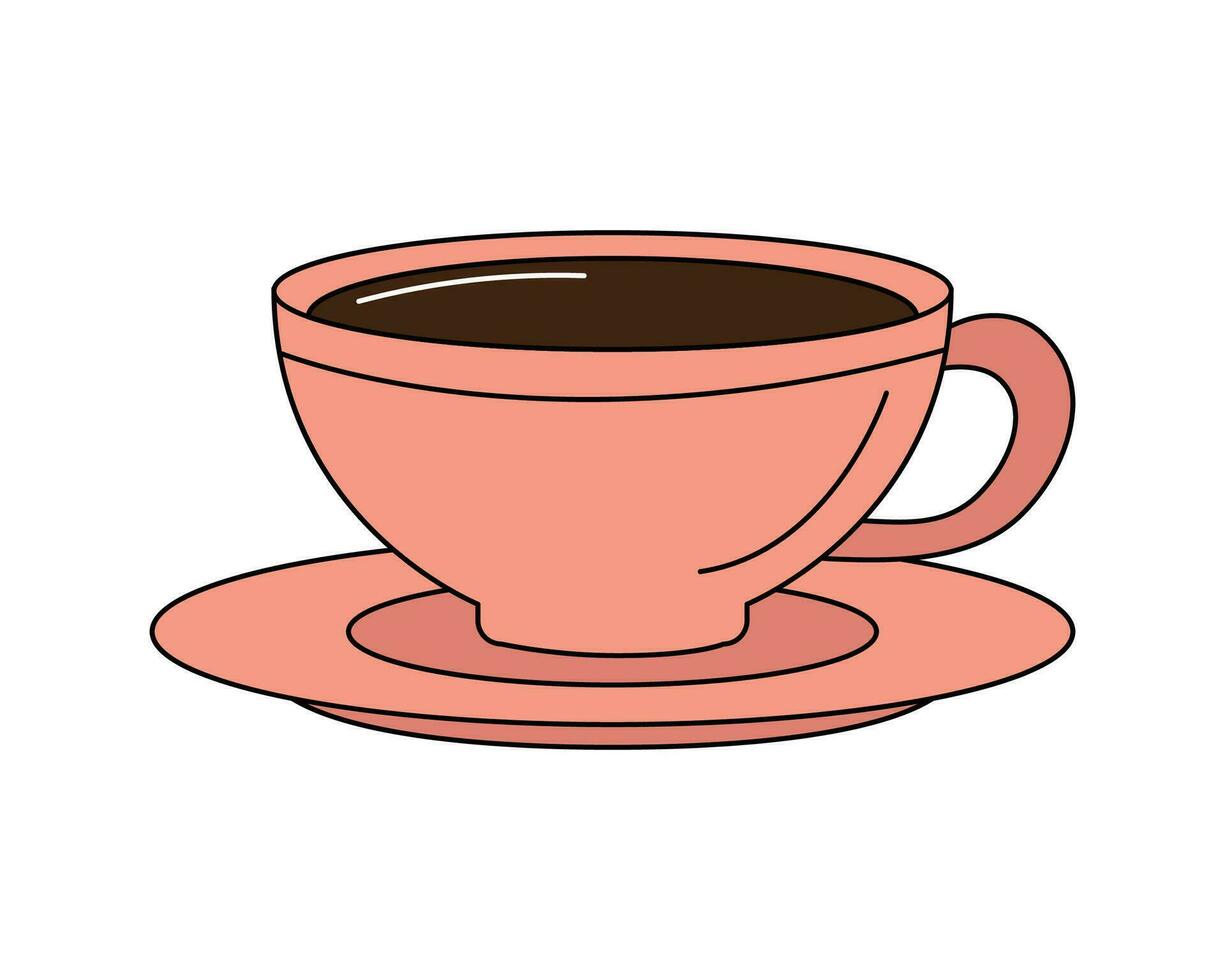 Facile vague rose tasse rempli avec café, thé vecteur