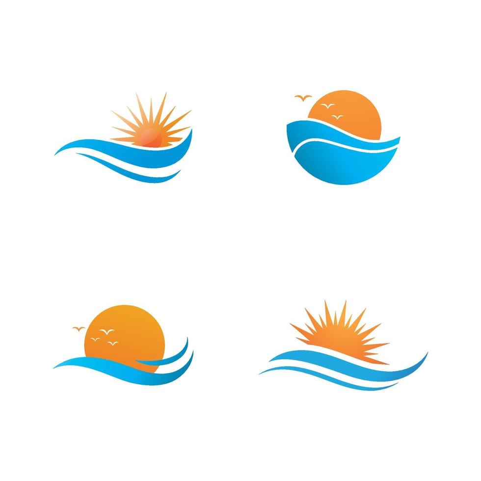 vague d'eau et symbole de vecteur de soleil