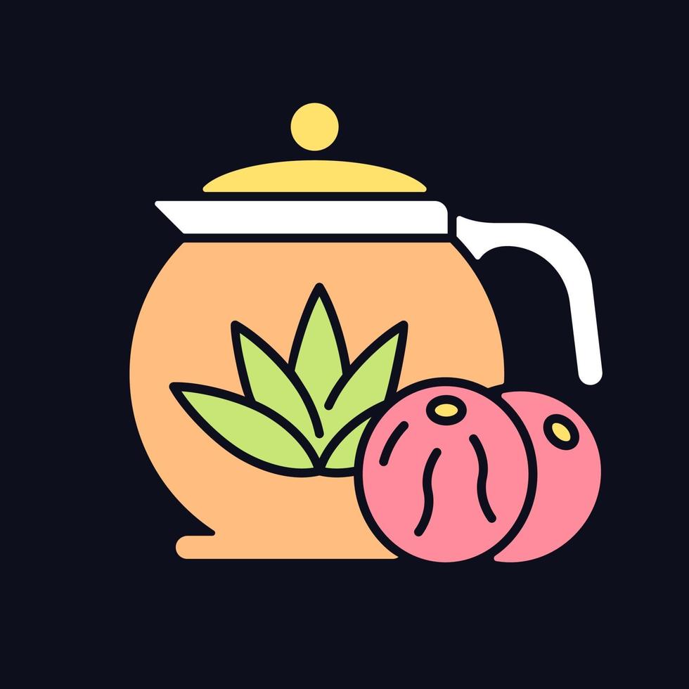 icône de couleur rgb de thé en fleurs pour le thème sombre vecteur