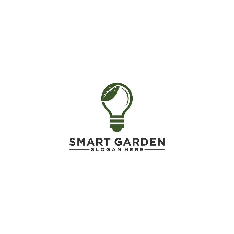 modèle de logo de jardin intelligent sur fond blanc vecteur