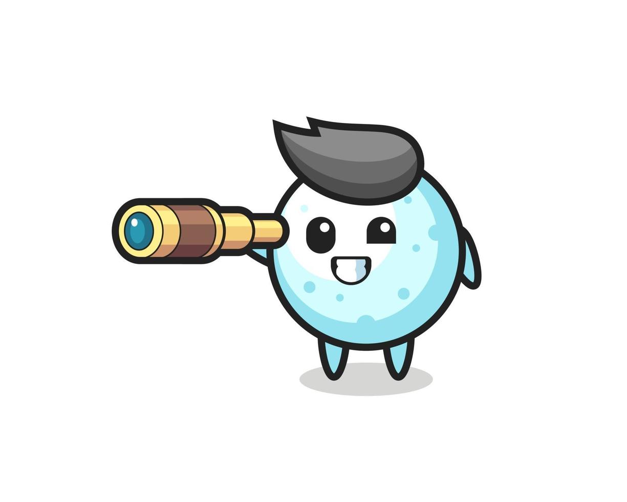 le personnage mignon de boule de neige tient un vieux télescope vecteur