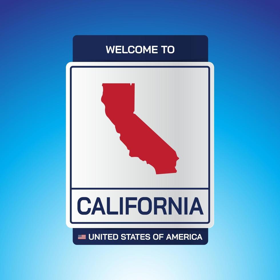 le signe états-unis d'amérique avec message, californie et carte vecteur