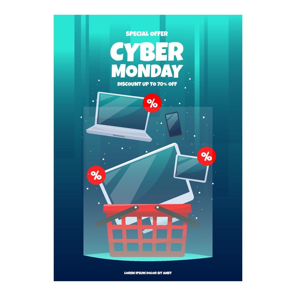 affiche de vente du cyber lundi vecteur