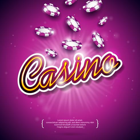 Illustration vectorielle sur un thème de casino avec des jetons de poker colorés vecteur