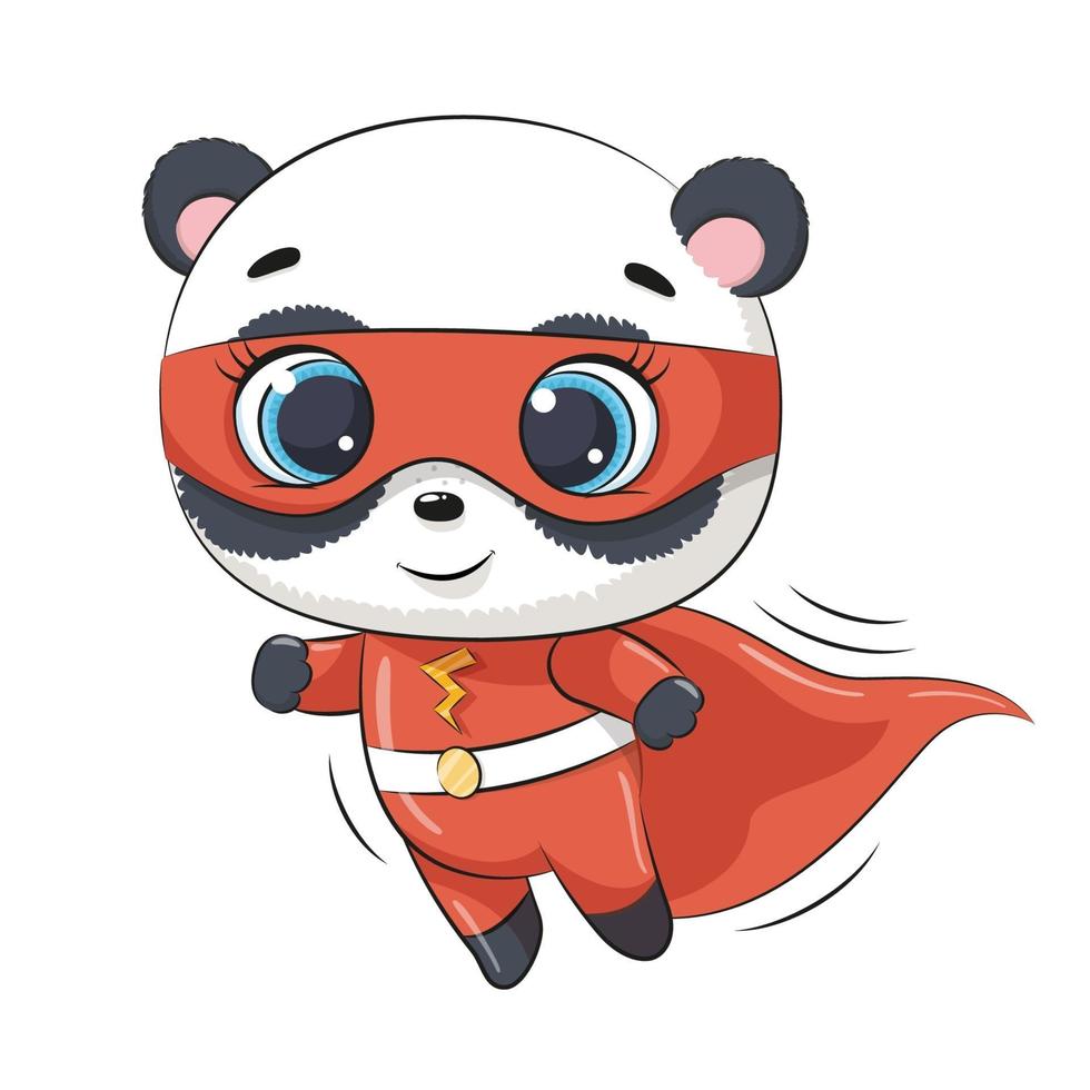 super héros panda mignon. illustration vectorielle. vecteur