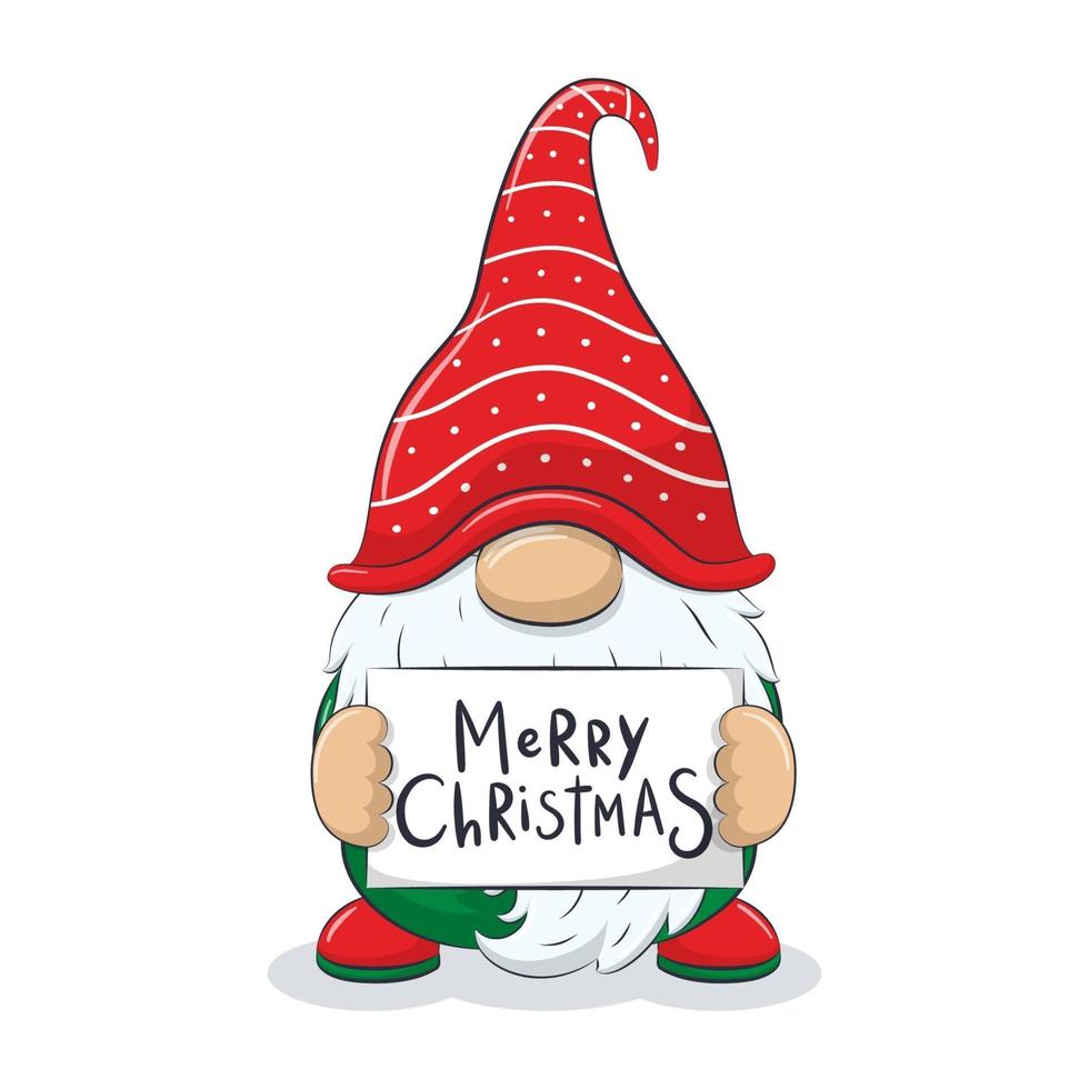 gnome gai mignon avec la phrase-joyeux noël. vecteur