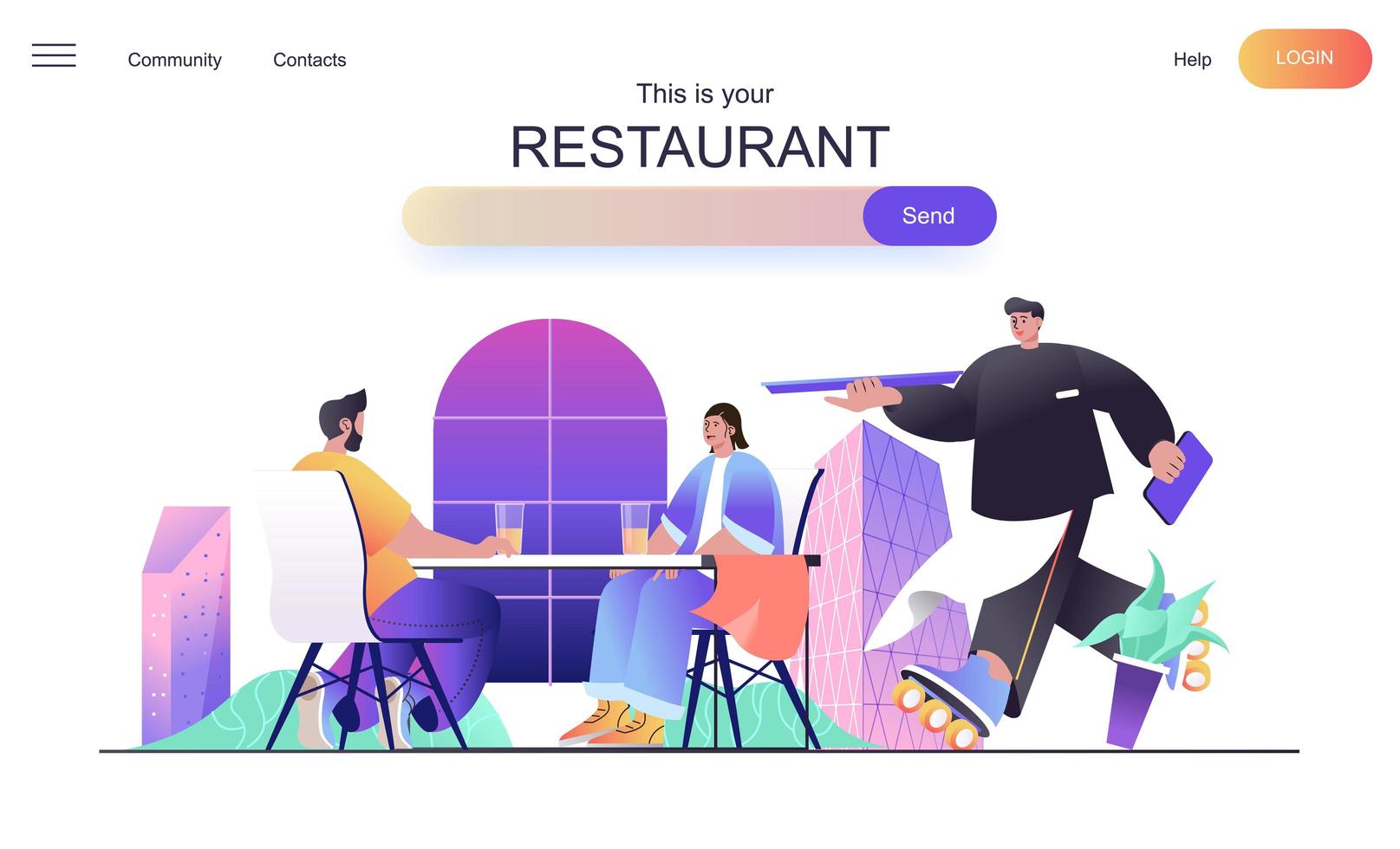 concept web de restaurant pour la page de destination vecteur