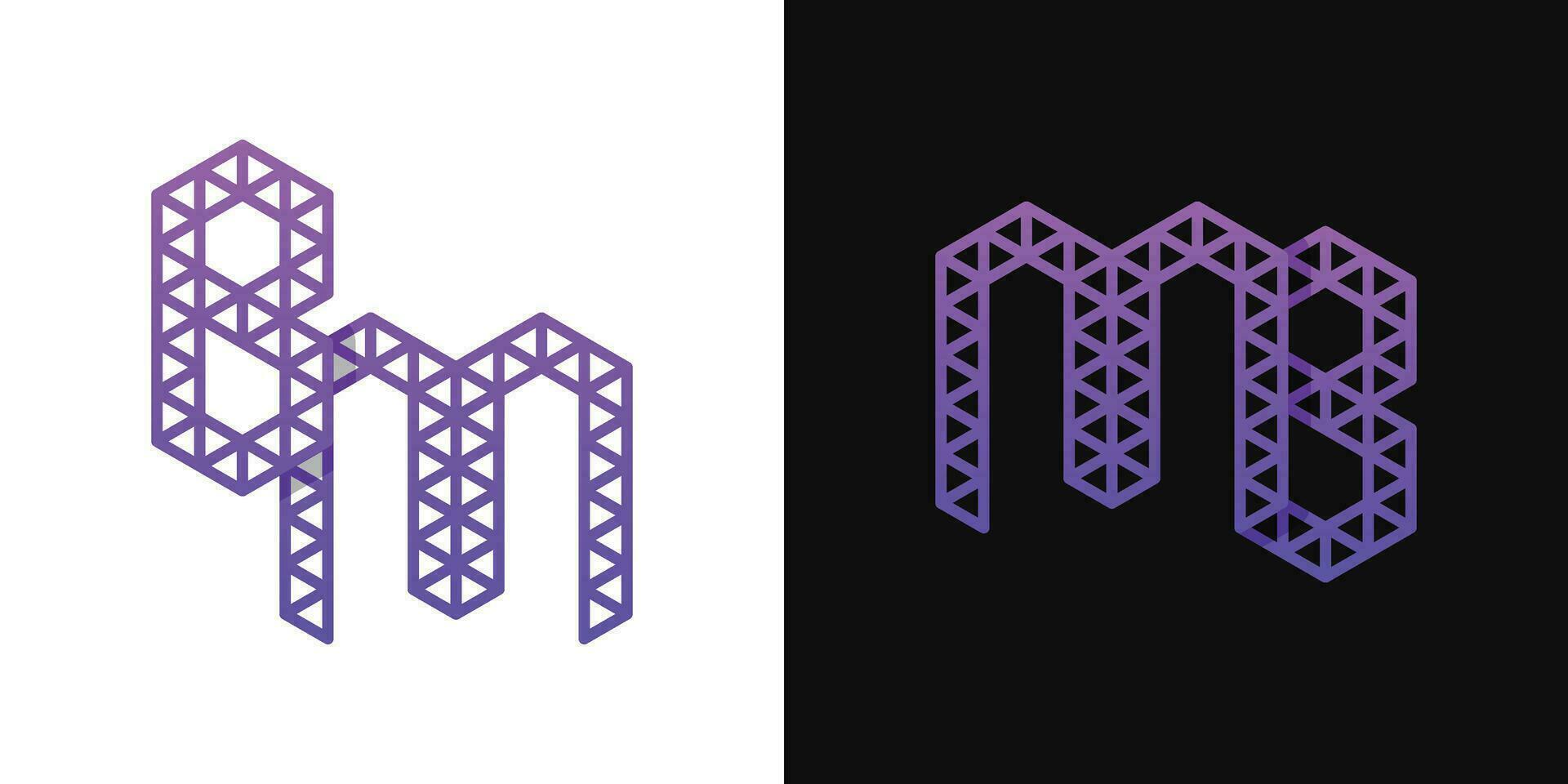 des lettres bm et mb polygone logo ensemble, adapté pour affaires en relation à polygone avec bm et mb initiales. vecteur