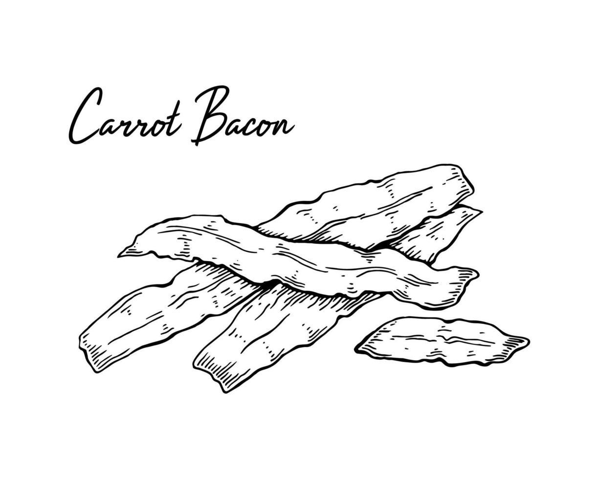 bacon de carotte dessiné à la main. illustration vectorielle dans le style de croquis vecteur