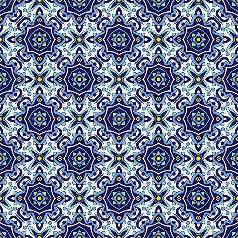 Azulejos portugais traditionnels d&#39;ornement bleu. Modèle sans couture oriental vecteur