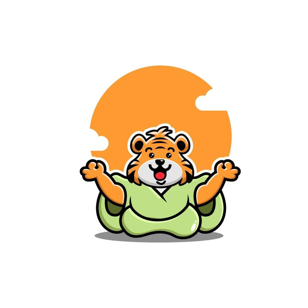 illustration d'icône de dessin animé yoga tigre mignon vecteur