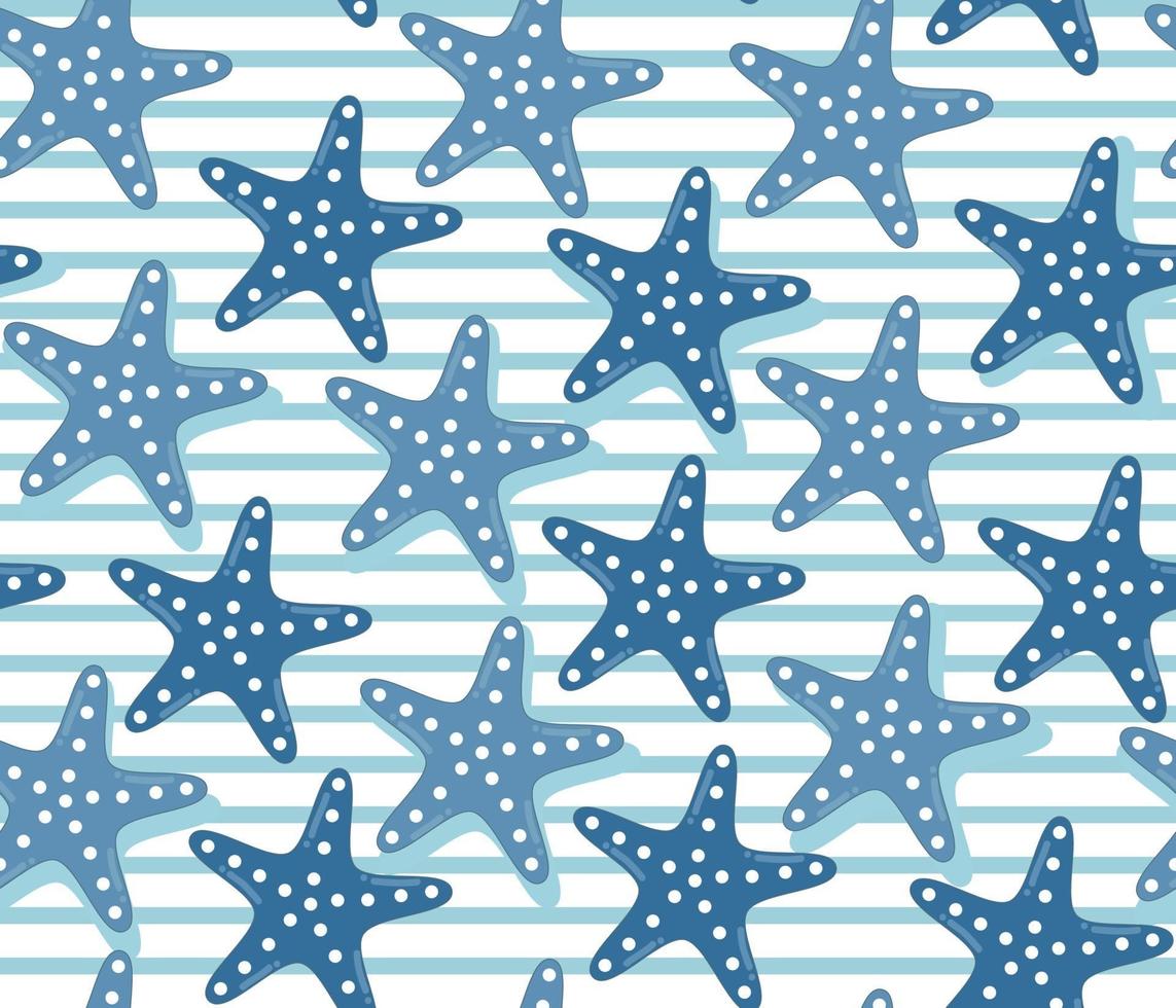 motif étoile de mer à rayures, style cartoon vecteur