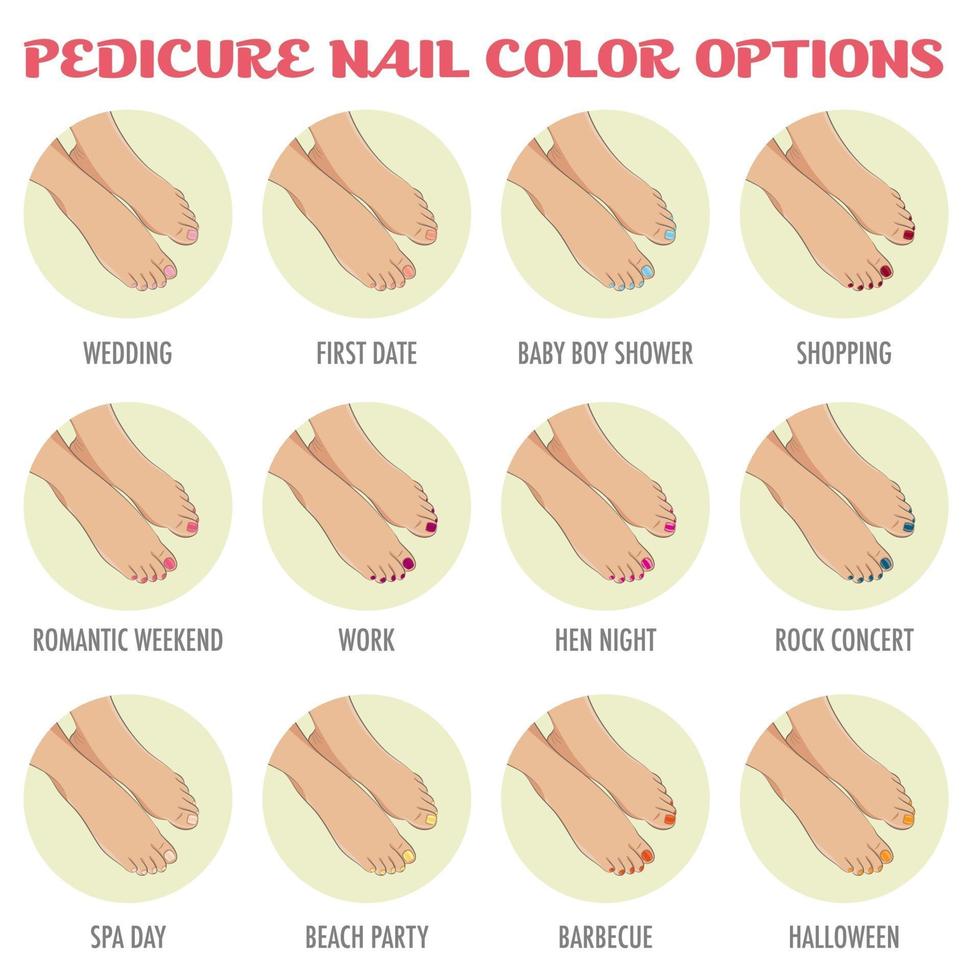 options de couleur des ongles de pédicure vecteur