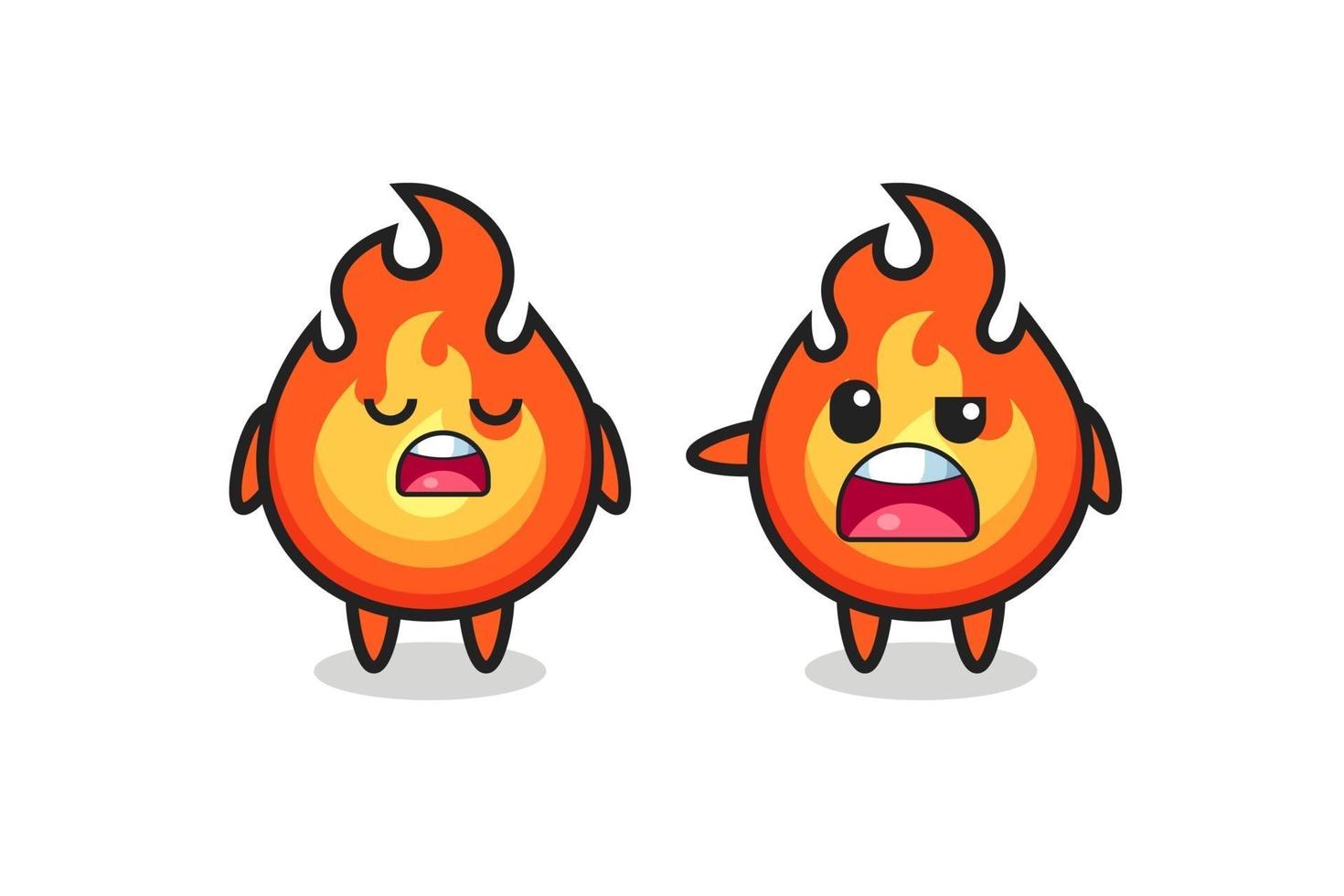 illustration de la dispute entre deux personnages de feu mignons vecteur