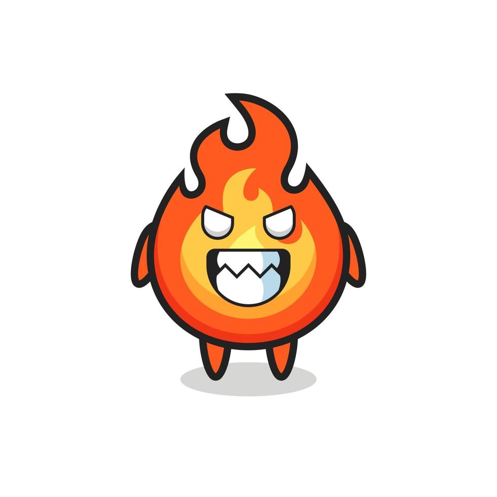 expression maléfique du personnage de mascotte mignon de feu vecteur