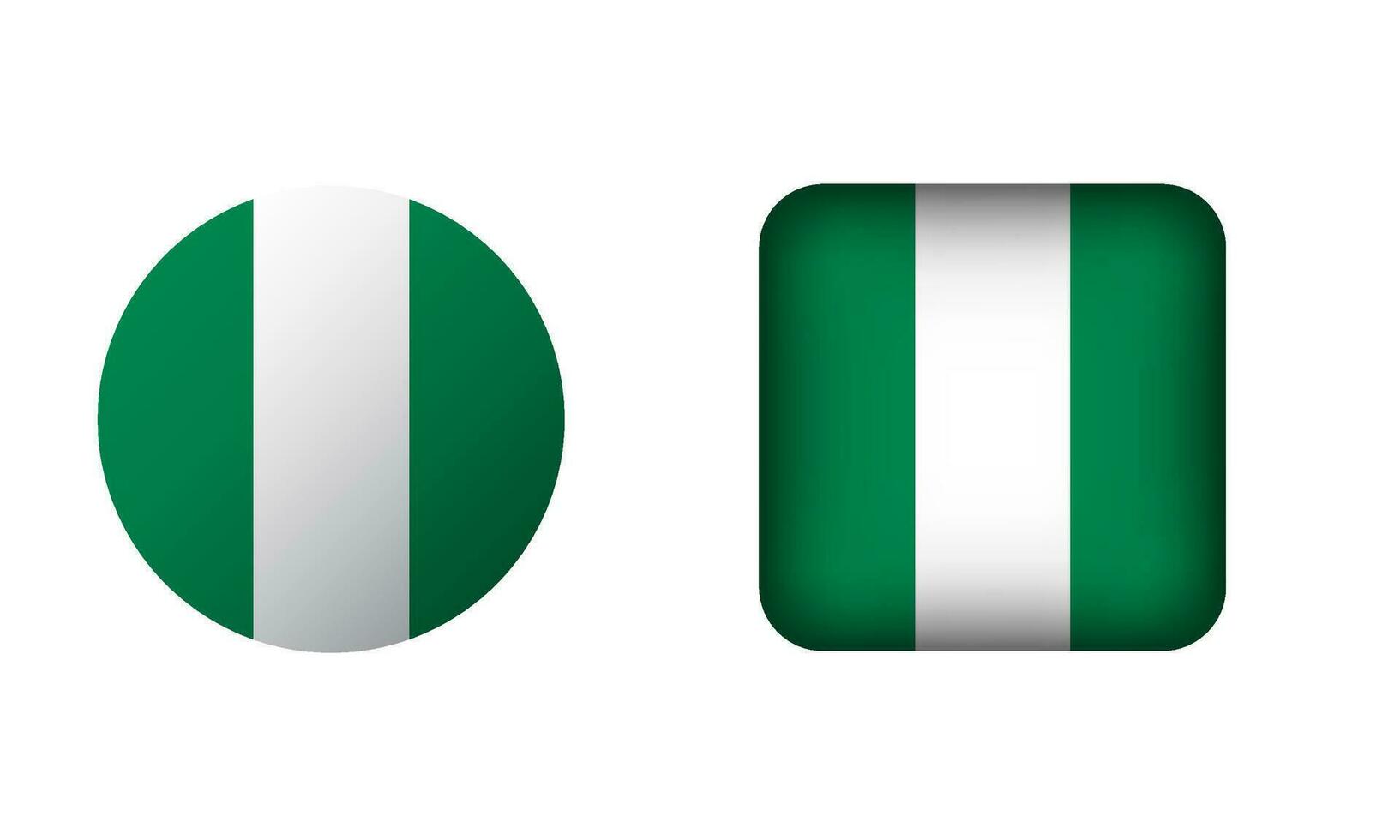 plat carré et cercle Nigeria drapeau Icônes vecteur