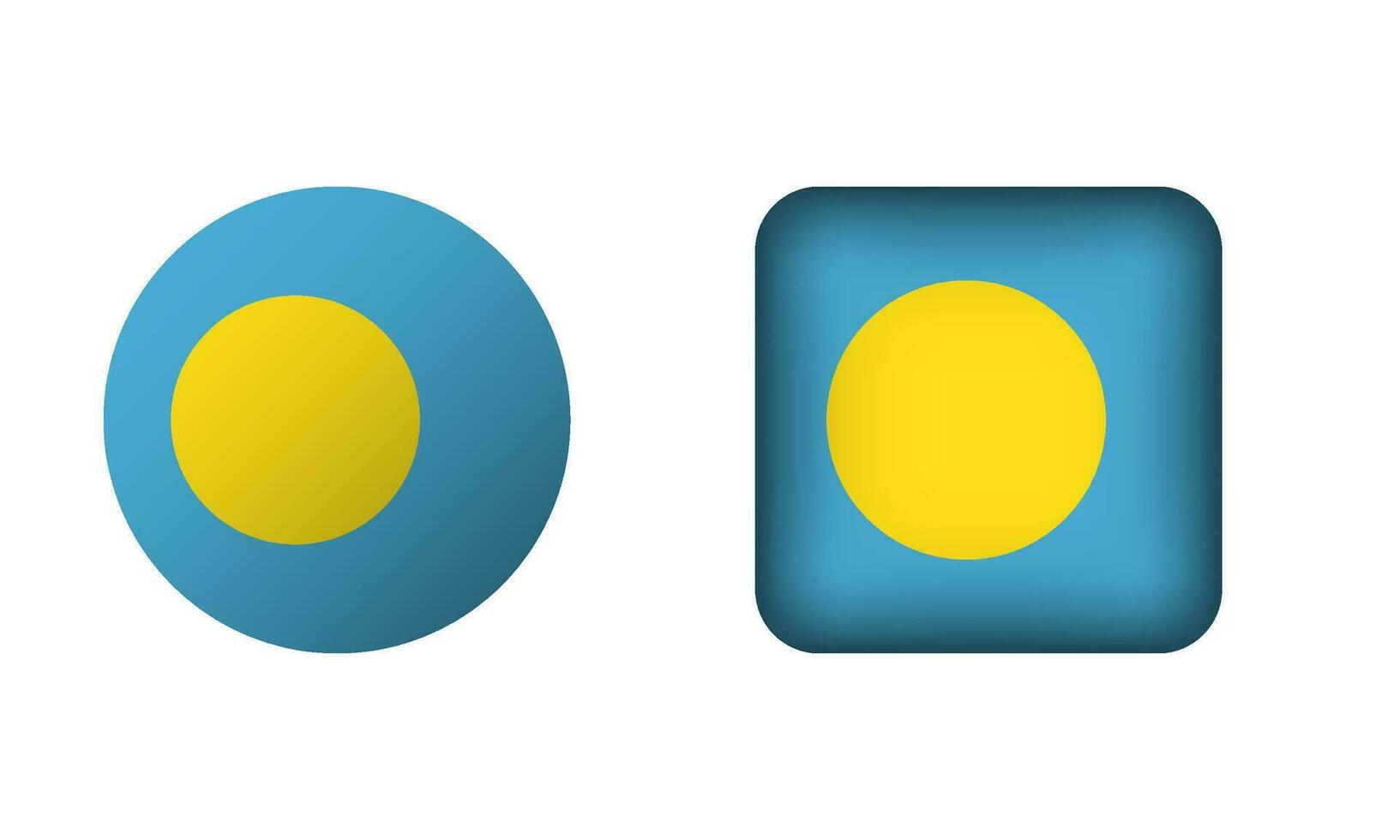plat carré et cercle Palau drapeau Icônes vecteur