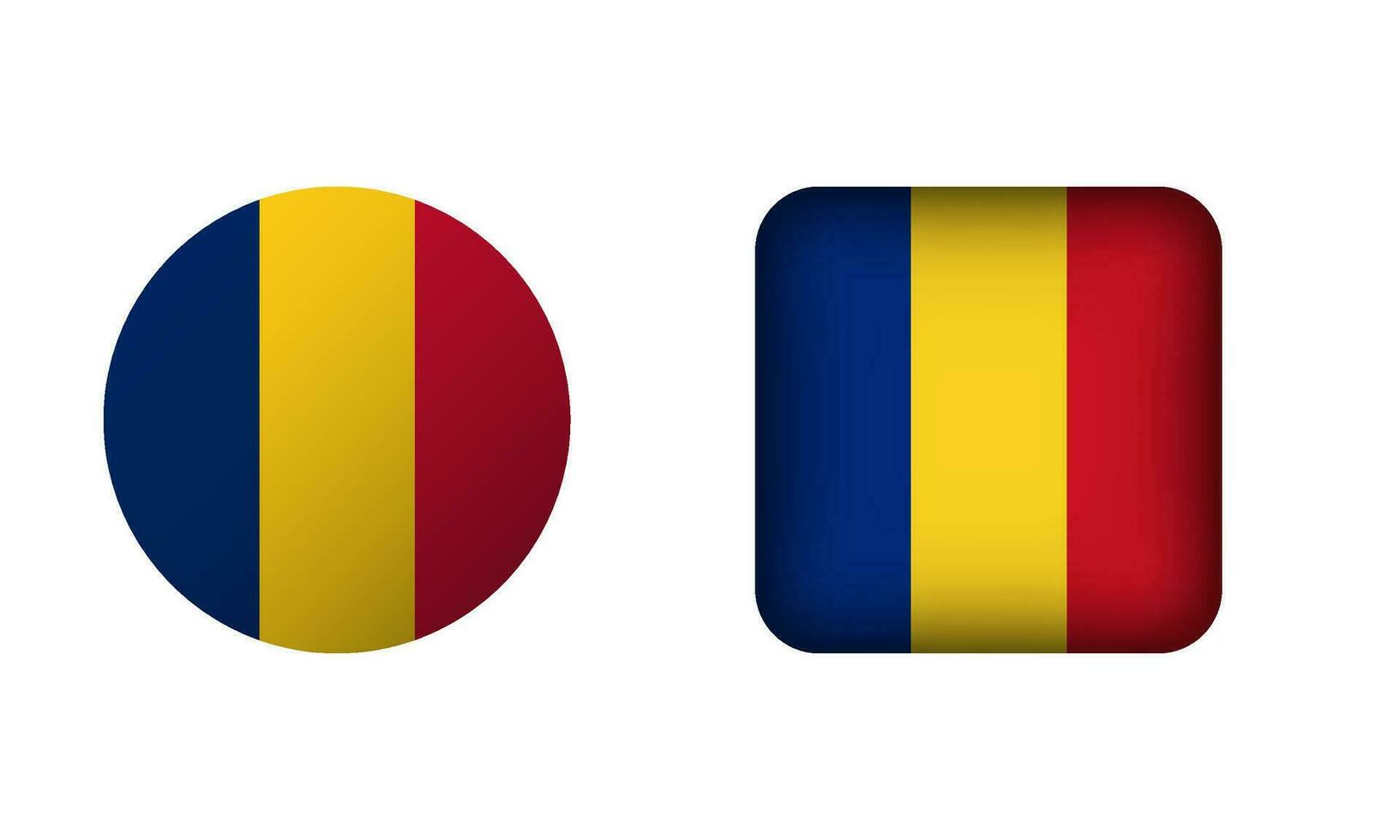 plat carré et cercle Roumanie drapeau Icônes vecteur