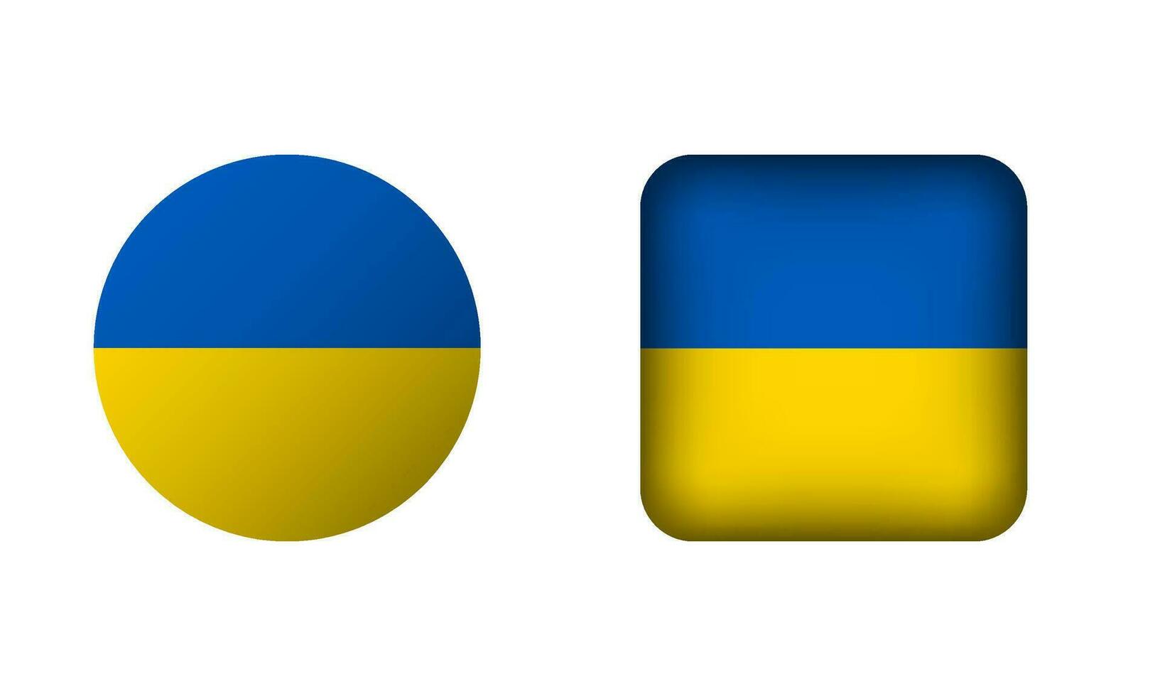 plat carré et cercle Ukraine drapeau Icônes vecteur