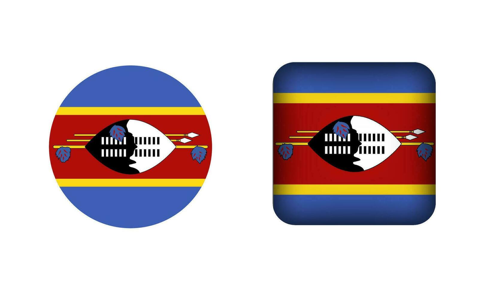 plat carré et cercle Swaziland drapeau Icônes vecteur