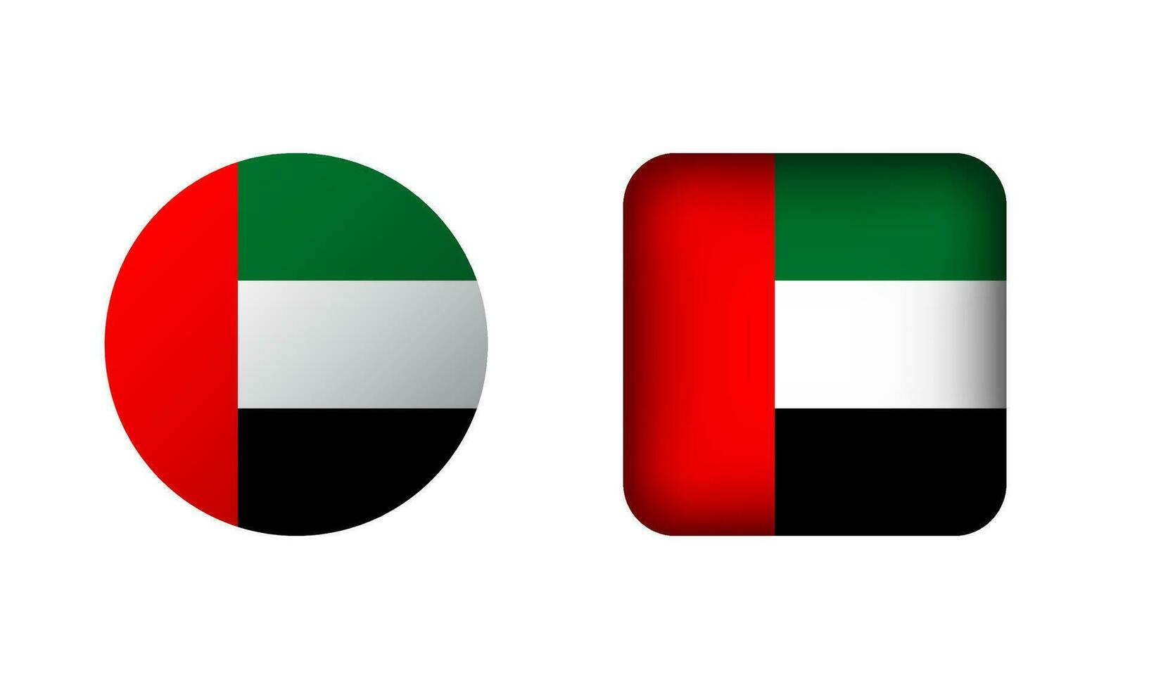 plat carré et cercle uni arabe émirats nationale drapeau Icônes vecteur