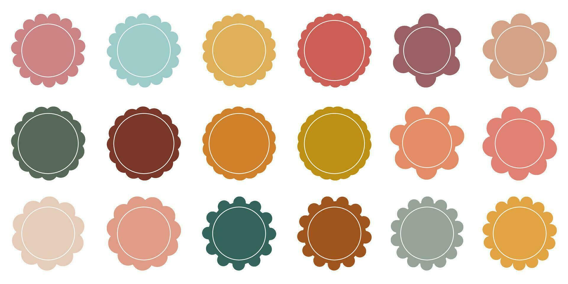 collection de coquille pastel Couleur avec blanc ligne Cadre. vente Mots clés. remise badge et Étiquettes, robuste prix autocollants. vecteur illustration ensemble