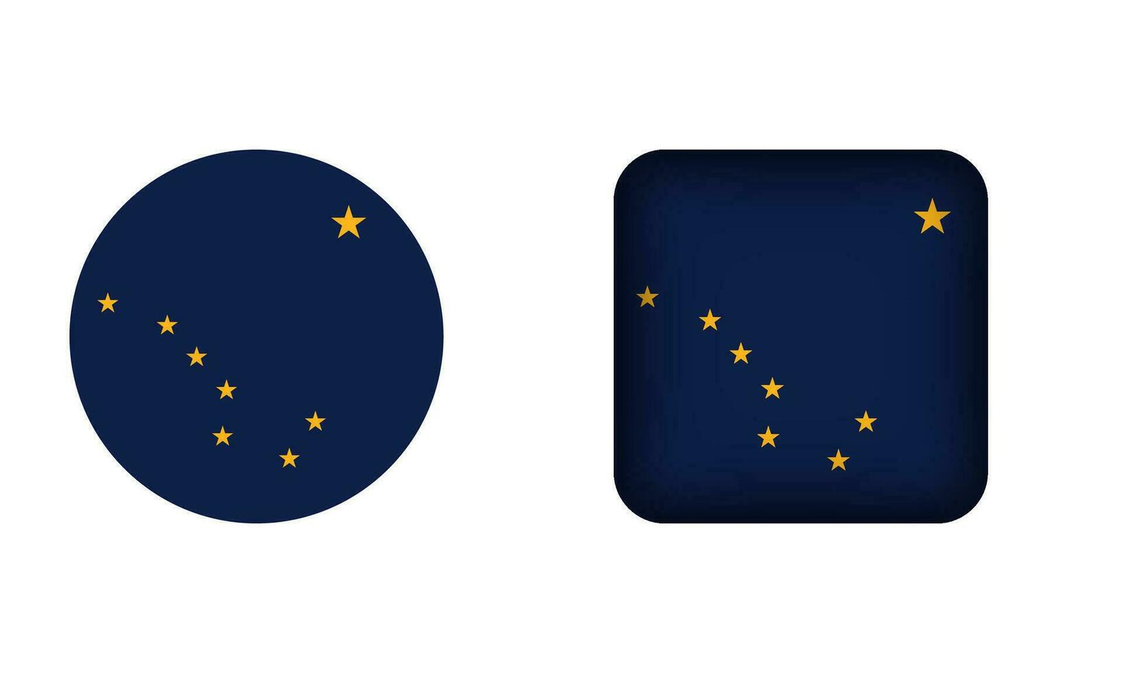 plat carré et cercle Alaska drapeau Icônes vecteur