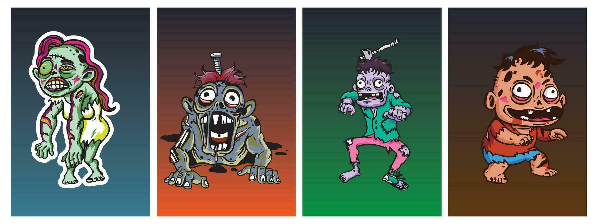 des illustrations de différent zombi personnages. vecteur