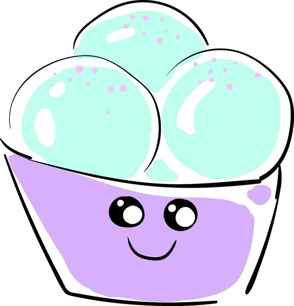 la glace crème sur une violet tasse illustration, vecteur ou Couleur illustration.