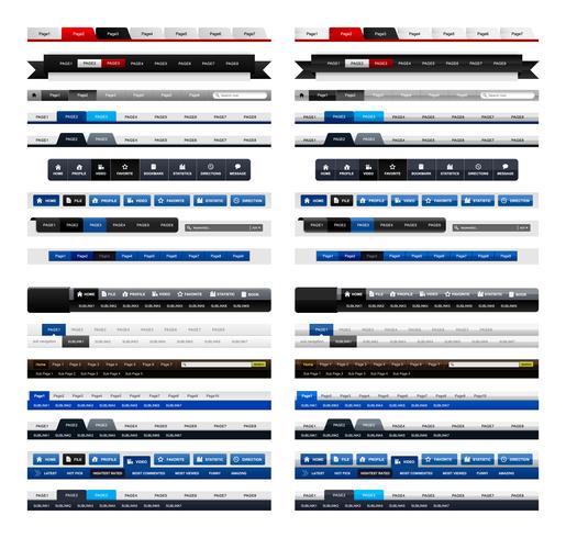 En-tête de navigation du menu Conception Web. vecteur