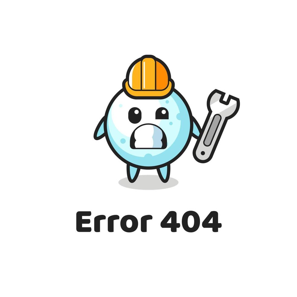 erreur 404 avec la mascotte mignonne de boule de neige vecteur