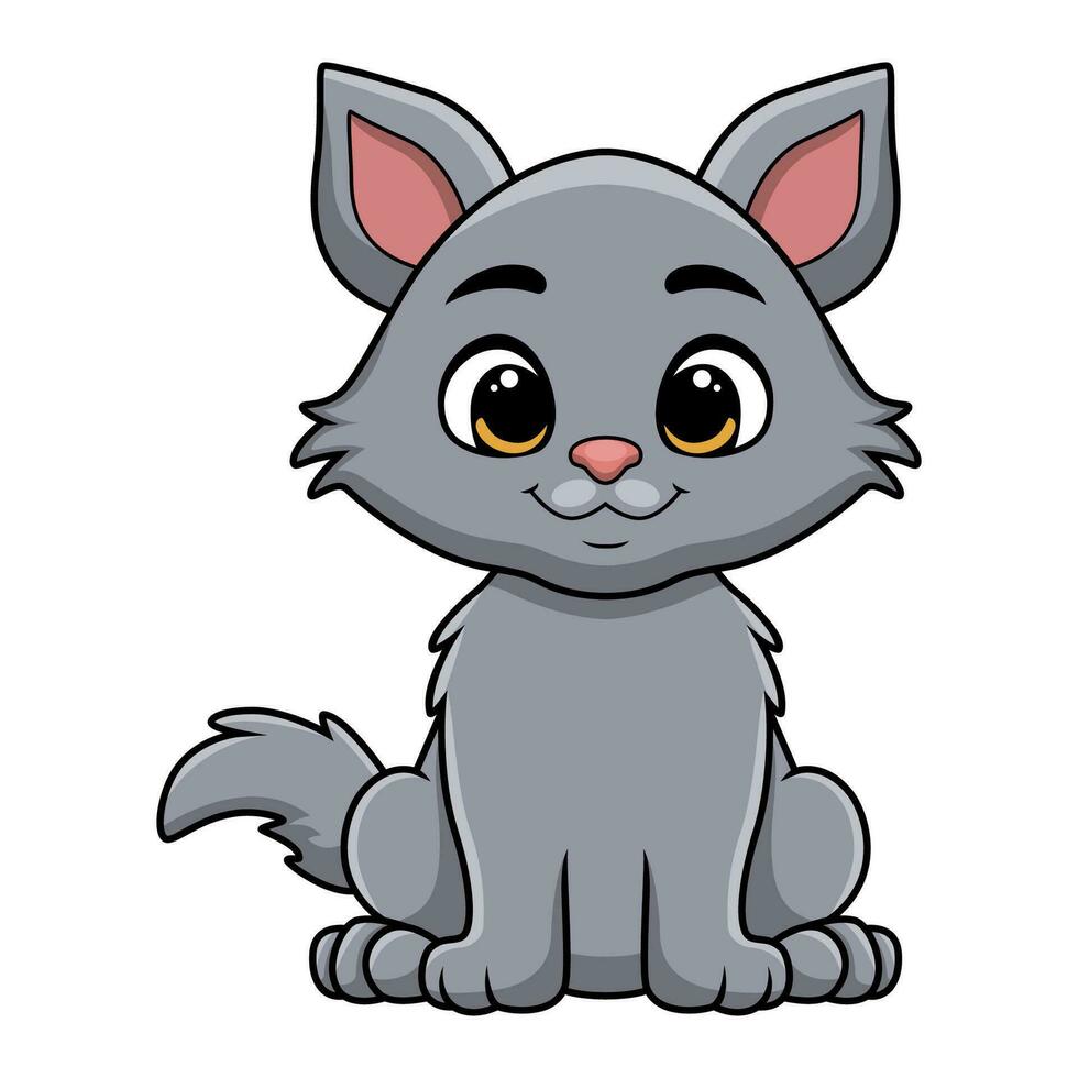 chat mignon dessin animé sur fond blanc vecteur