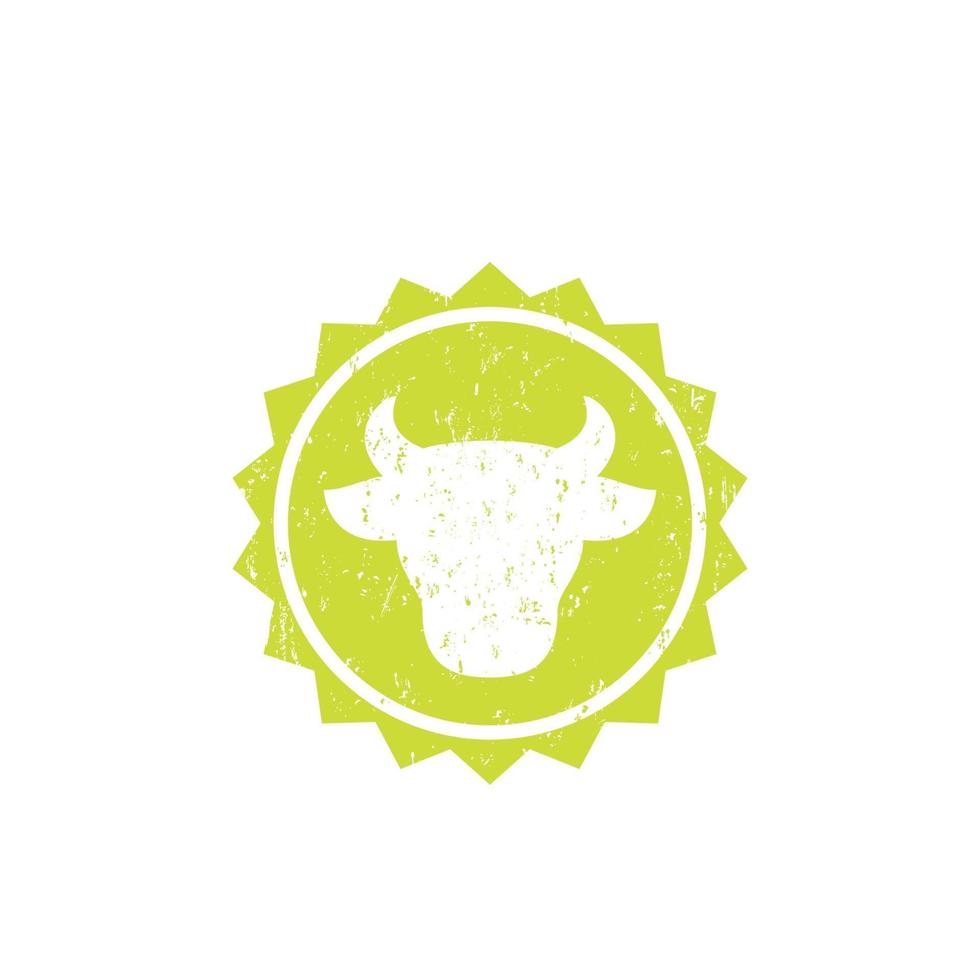 tête de vache, logo de ferme de bétail, badge vectoriel