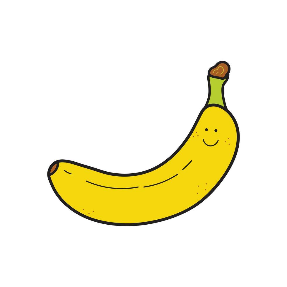 vecteur illustration Couleur les enfants souriant fruit banane clipart