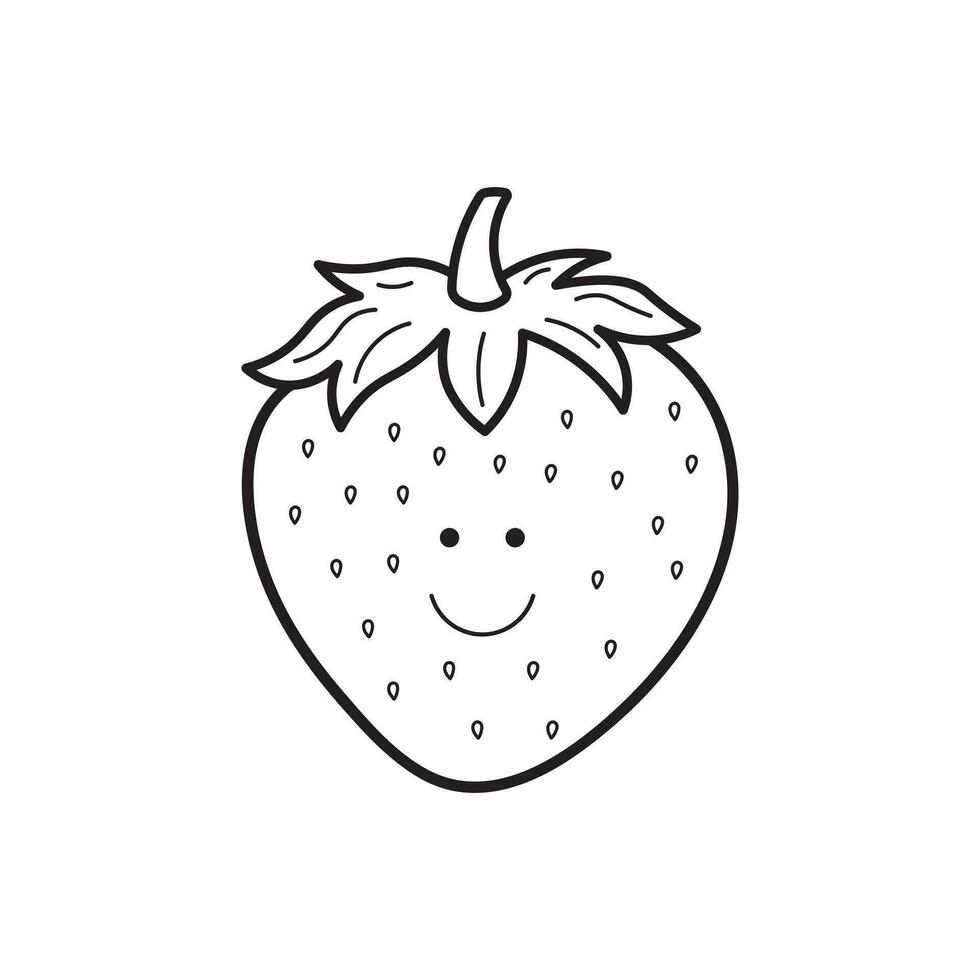 main tiré vecteur illustration Couleur les enfants mignonne souriant fruit fraise clipart