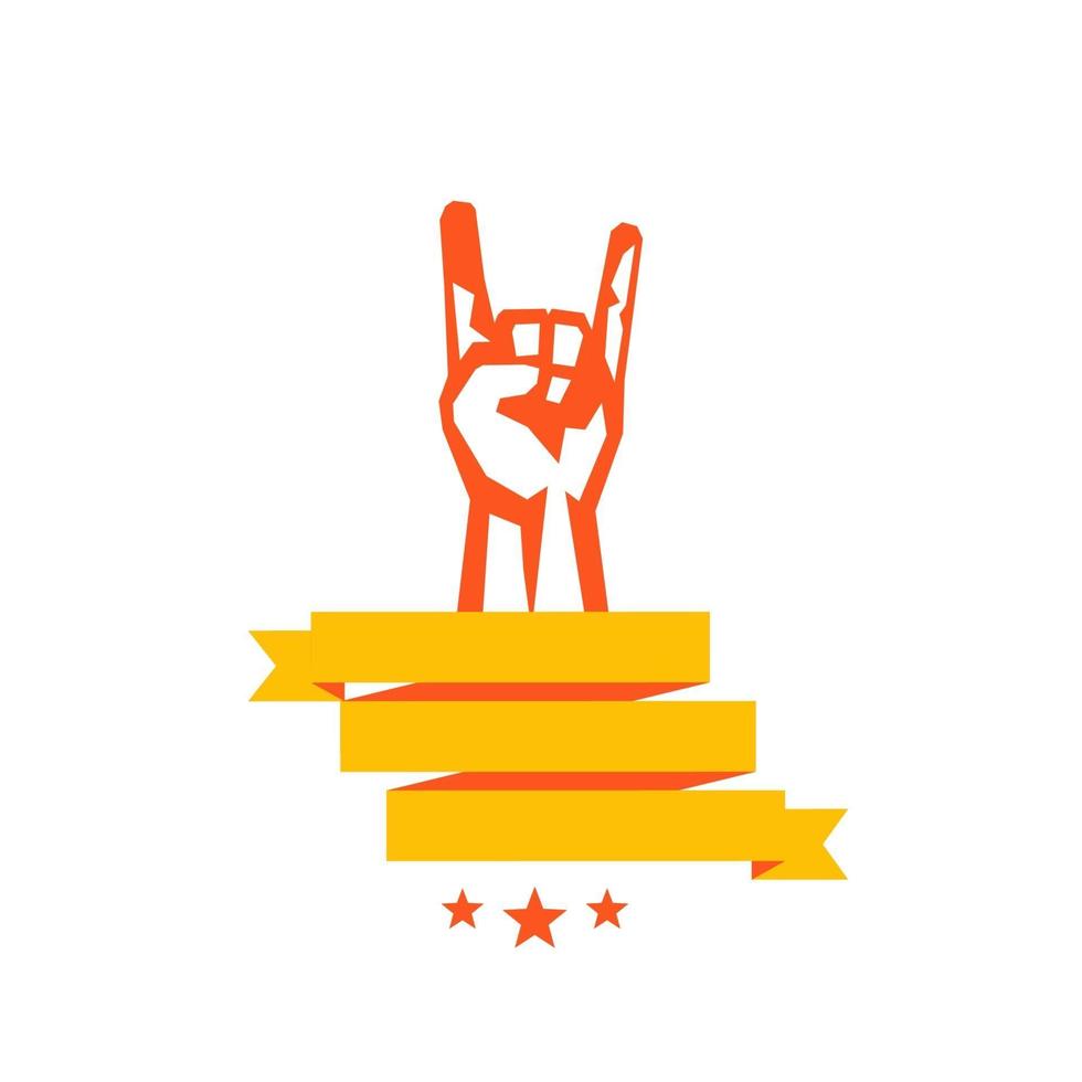 signe de rock, corne à main, symbole vectoriel avec un geste de concert de rock populaire