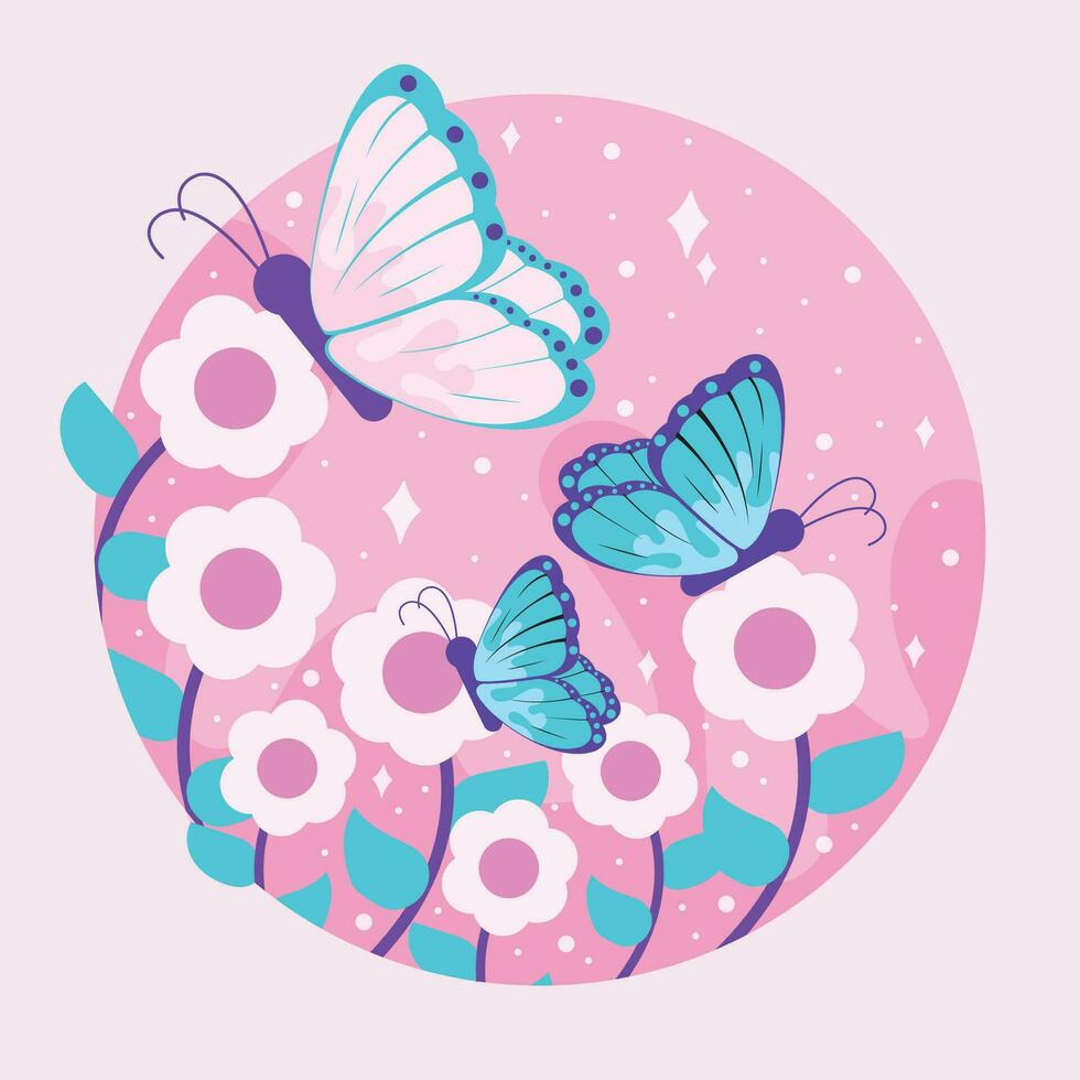 coloré papillon sur une fleurs printemps saison vecteur illustration