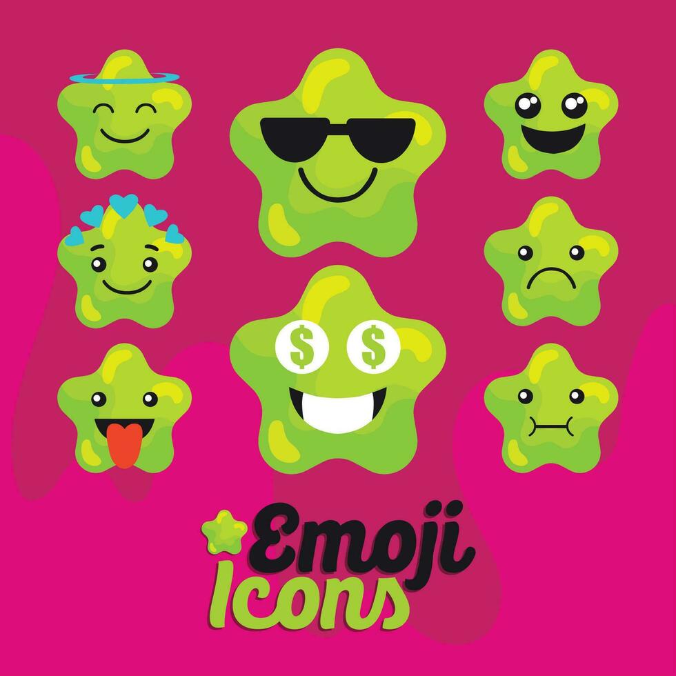 ensemble de coloré mignonne étoile forme emoji vecteur illustration