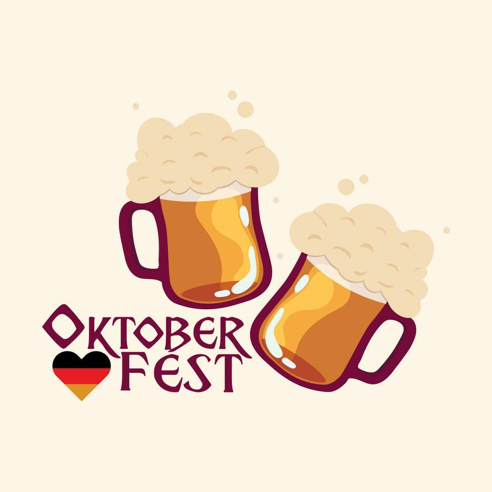 Bière des lunettes avec mousse oktoberfest affiche vecteur illustration