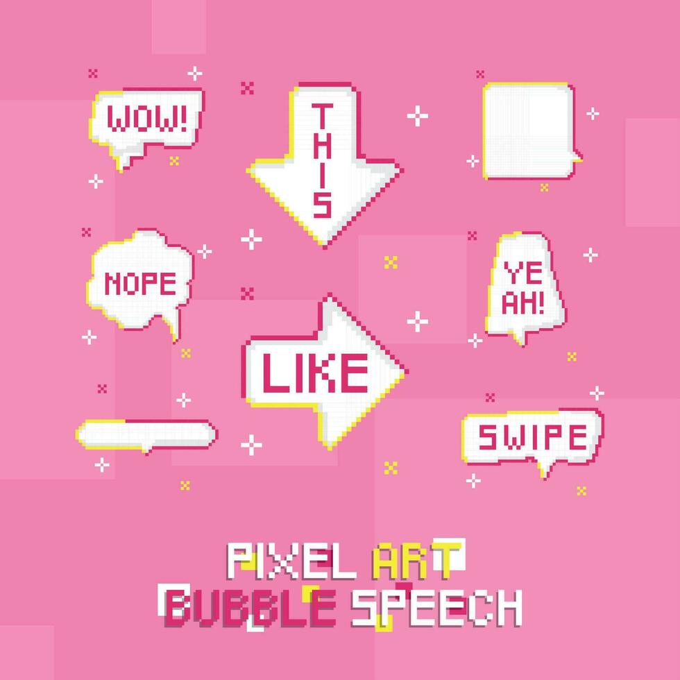 ensemble de discours bulles pixel art vecteur illustration