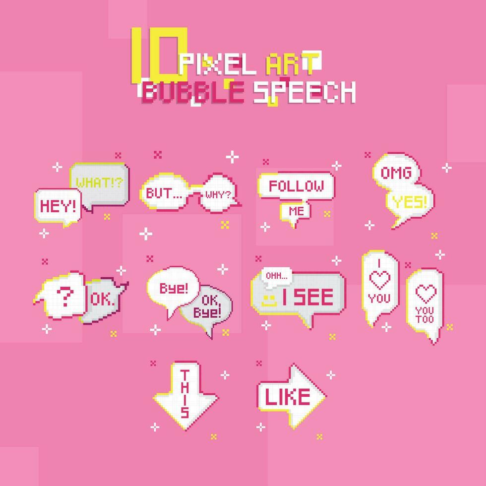 ensemble de discours bulles pixel art vecteur illustration