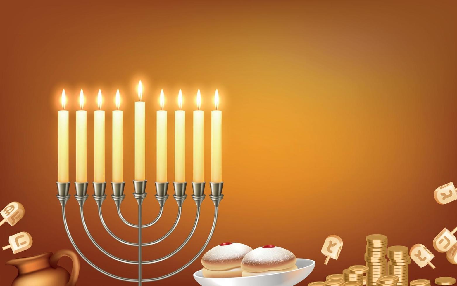 composition de fond réaliste de hanukkah vecteur