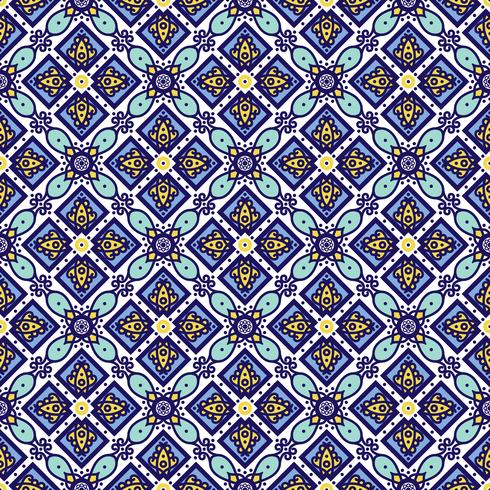 Azulejos portugais traditionnels d&#39;ornement bleu. Modèle sans couture oriental vecteur